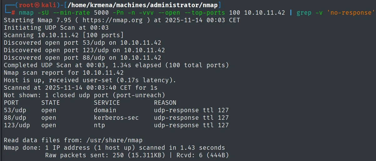 Escaneo UDP con DNS, Kerberos y NTP