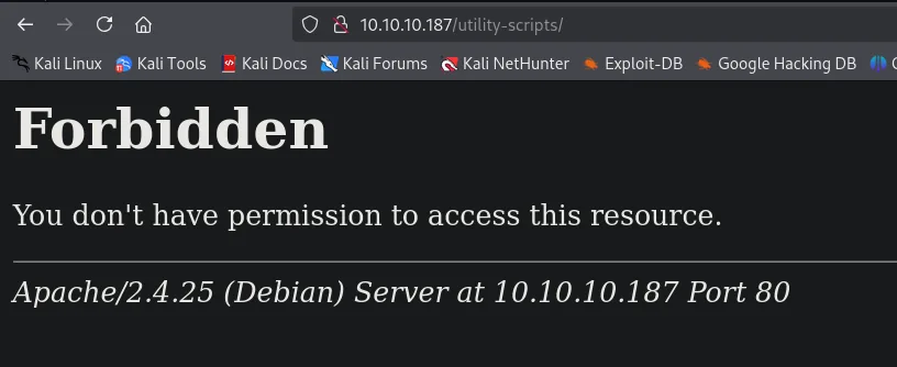 la ruta /utility-scripts/ devuelve otro 403 Forbidden