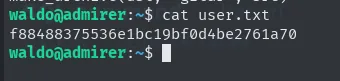 cat user.txt en el home de waldo devuelve la flag de usuario