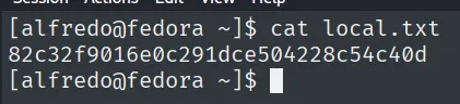 local.txt leída como alfredo en el host fedora