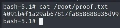 proof.txt leído desde la shell root