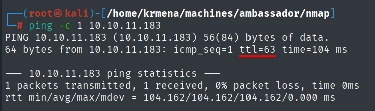 ping a 10.10.11.183: ttl=63 apunta a Linux