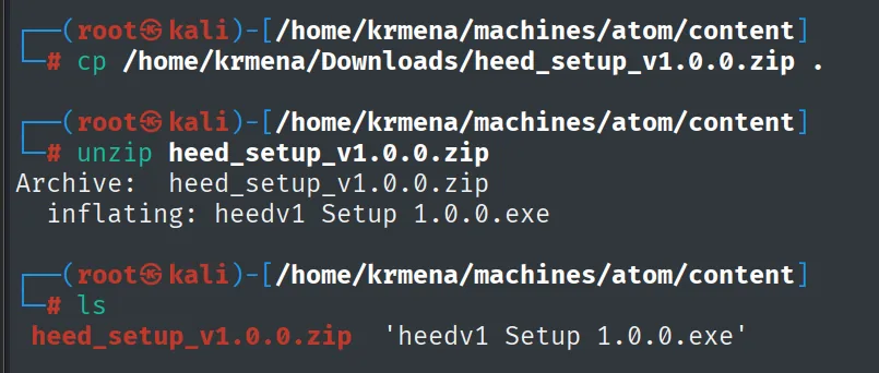 el zip contiene un único ejecutable: heedv1 Setup 1.0.0.exe