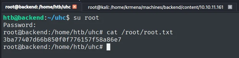 su root aceptado y la flag de root