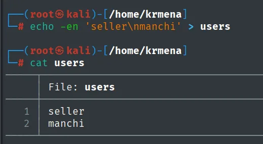 La lista users contiene seller y manchi