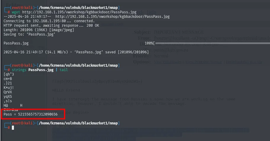 strings PassPass.jpg revela "Pass = 5215565757312090656" al final del fichero de imagen