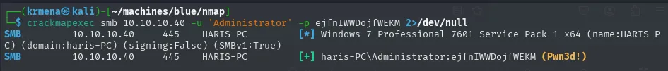 crackmapexec valida la contraseña en claro recuperada de LSASS con Pwn3d!