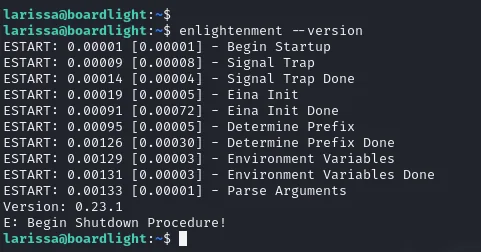 enlightenment --version informa de la versión 0.23.1