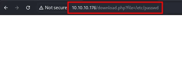 la petición a download.php?file=/etc/passwd devuelve una página en blanco, sin contenido del fichero