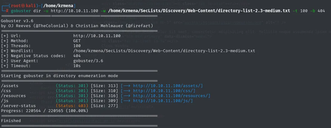 gobuster encuentra los directorios y /server-status, pero NO db.php