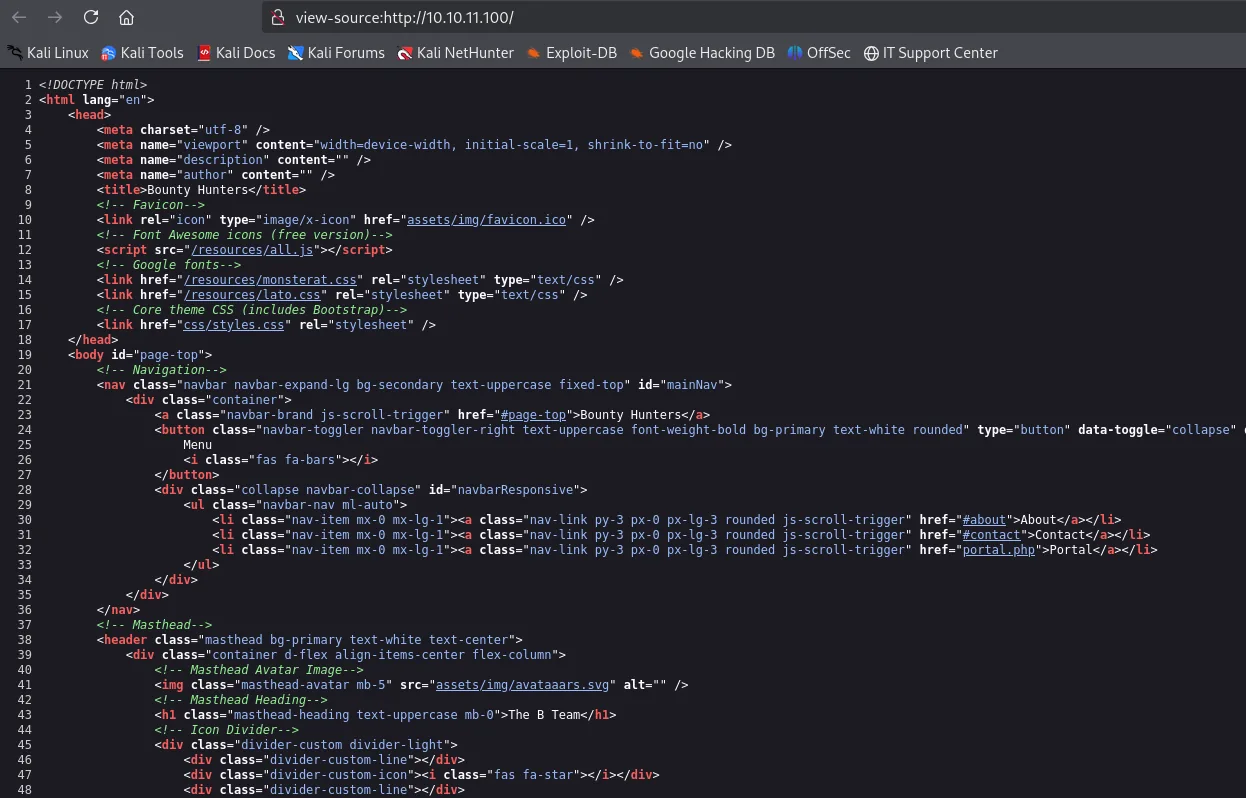 view-source de la portada: el nav enlaza a portal.php