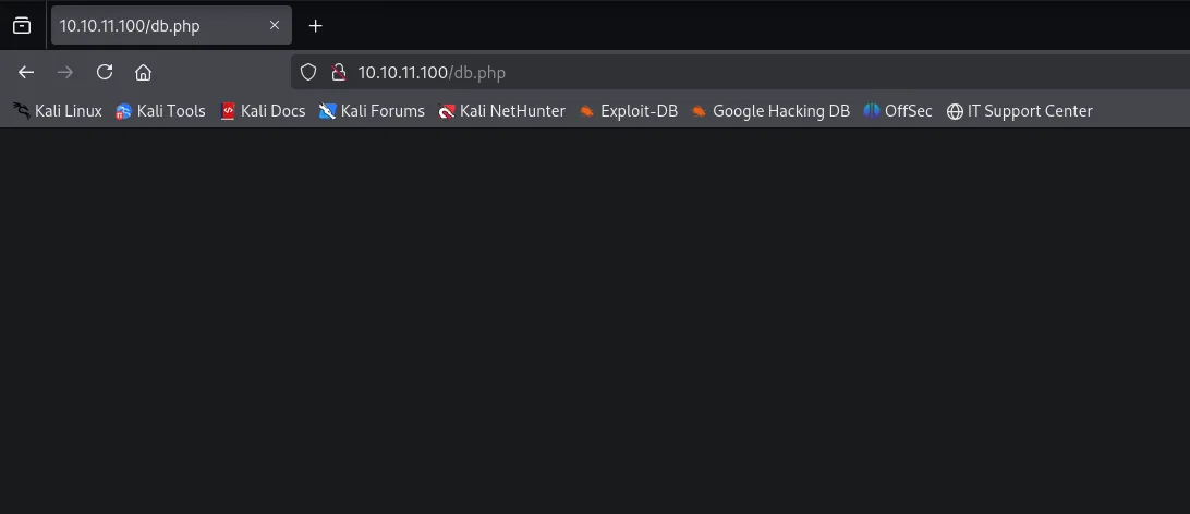 db.php se sirve como una página completamente en blanco