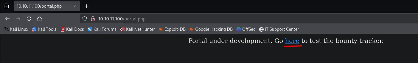portal.php: "Portal under development. Go here to test the bounty tracker."