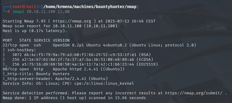 nmap -sCV: OpenSSH 8.2p1 y Apache 2.4.41 sobre Ubuntu
