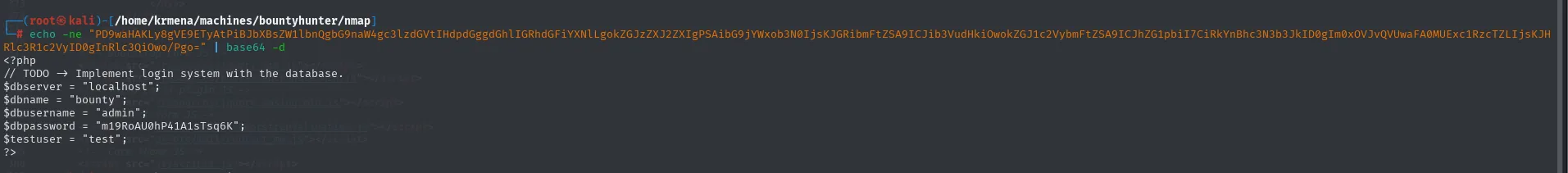 db.php descodificado revela la contraseña de la base de datos