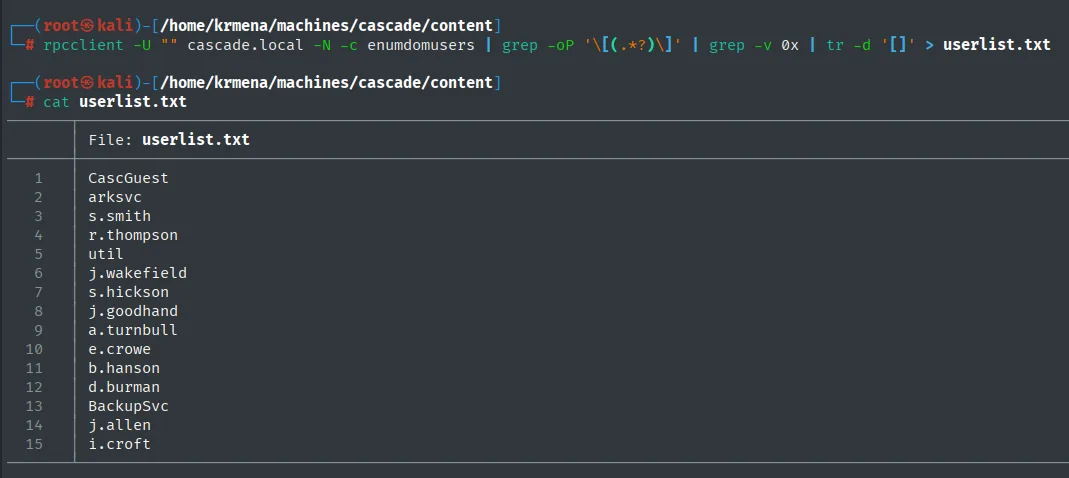 rpcclient enumera los usuarios del dominio