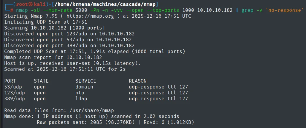 Escaneo UDP con DNS, NTP y LDAP