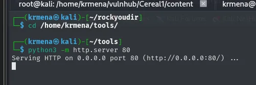 el http.server levantado en el directorio de herramientas del atacante