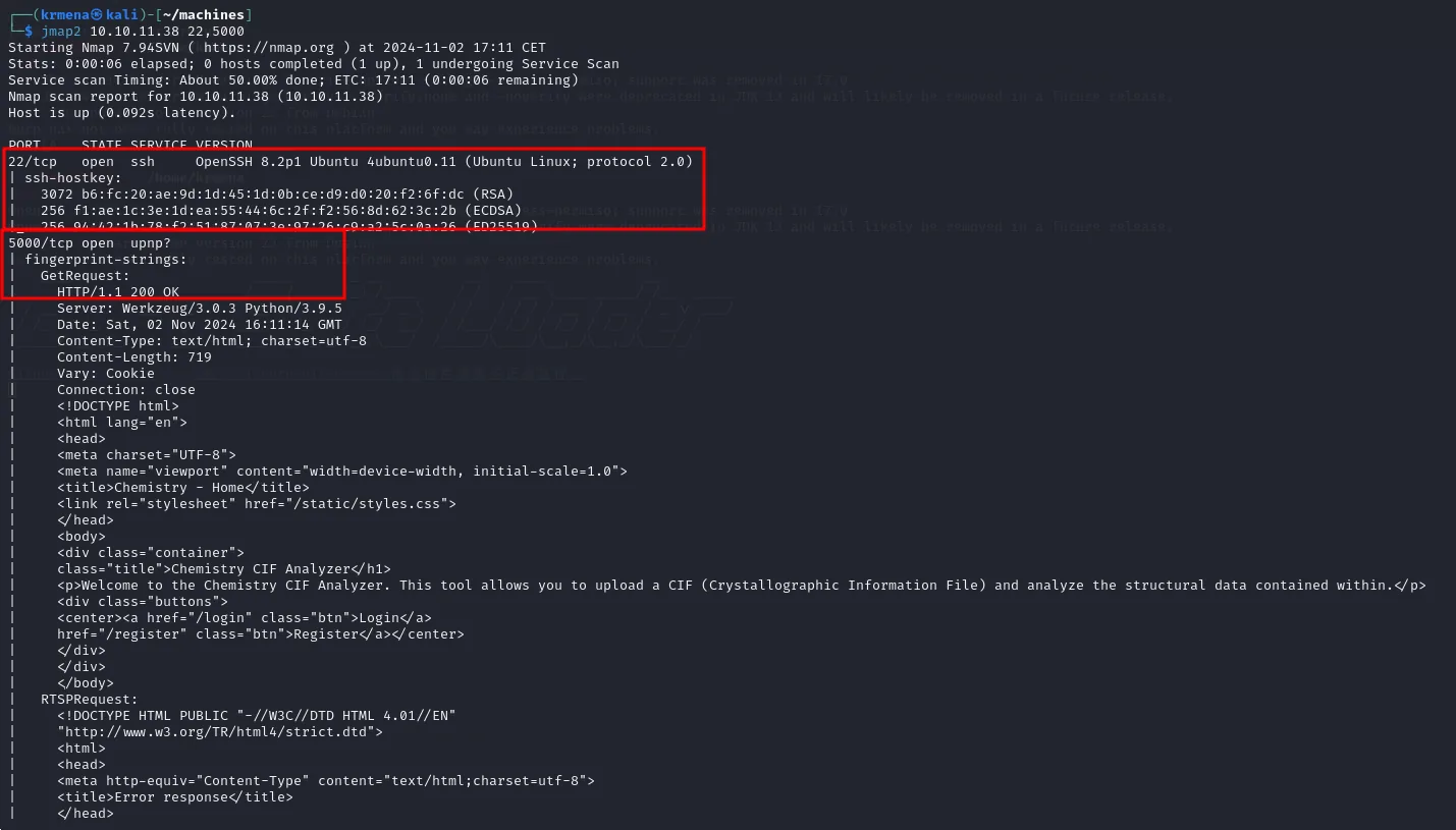 nmap -sCV: OpenSSH 8.2p1 y un 5000 que queda como upnp? con el volcado de fingerprint-strings
