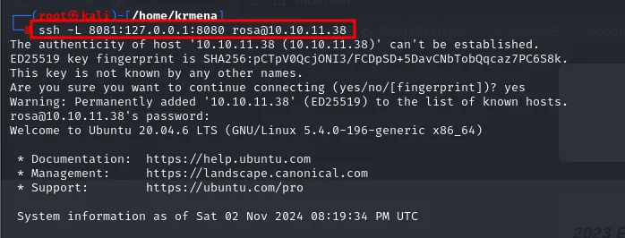 ssh -L reenvía el puerto interno 8080 de la víctima a nuestro 8081