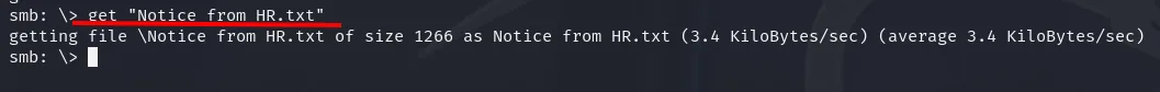 get "Notice from HR.txt" descarga el fichero de 1266 bytes