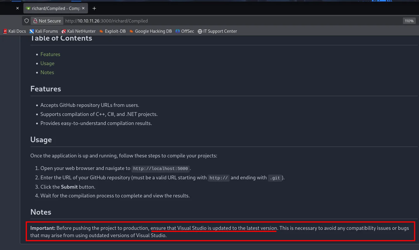 nota que insiste en actualizar Visual Studio