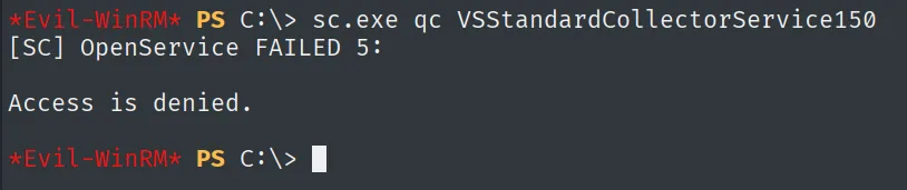 sc.exe qc devuelve OpenService FAILED 5: Access is denied