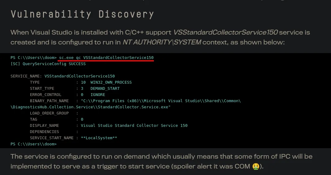 análisis de CVE-2024-20656 sobre VSStandardCollectorService150
