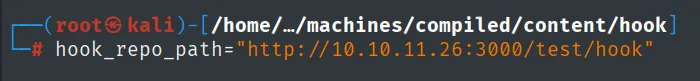 la variable hook_repo_path se define como http://10.10.11.26:3000/test/hook