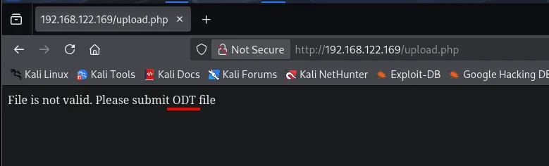upload.php responde "File is not valid. Please submit ODT file"