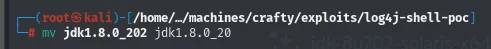 mv renombrando jdk1.8.0_202 a jdk1.8.0_20, el nombre exacto que espera poc.py