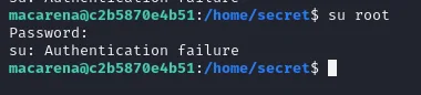 su root con supersecurepassword devuelve Authentication failure