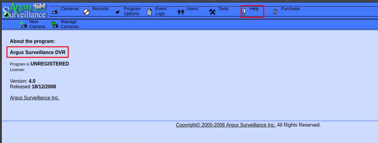 About de Argus Surveillance DVR: Version 4.0, Released 18/12/2008