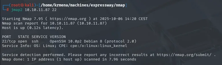nmap -sCV: OpenSSH 10.0p2 Debian