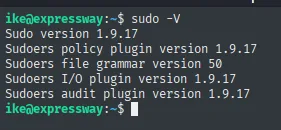 sudo -V: Sudo version 1.9.17