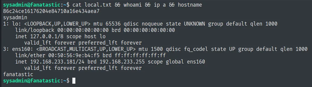 local.txt leída como sysadmin en fanatastic