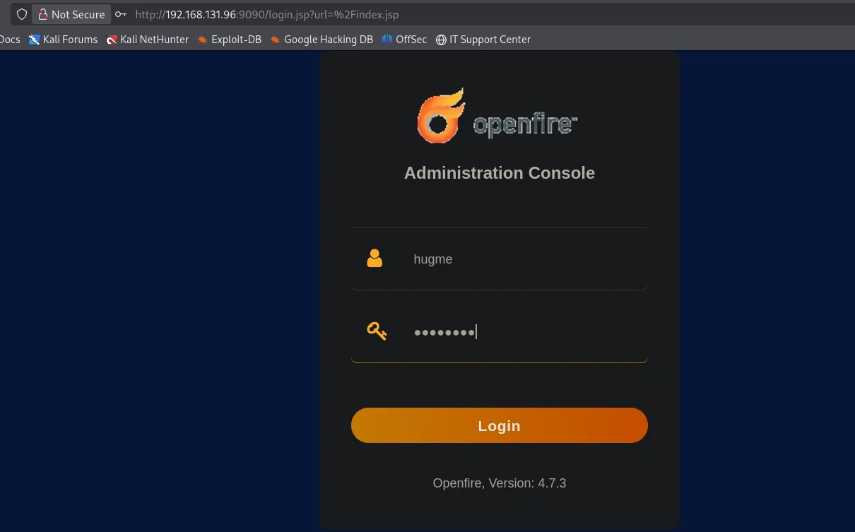 Login de la consola de Openfire con hugme / HugmeNOW