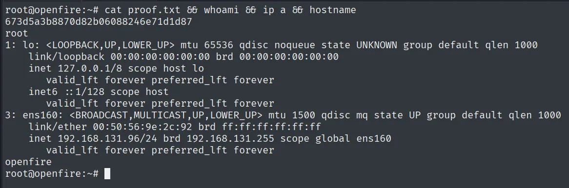 proof.txt leída como root en Fired (openfire)