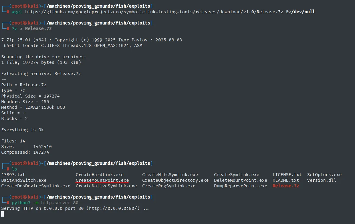 7z extrae las symboliclink-testing-tools y aparece CreateMountPoint.exe